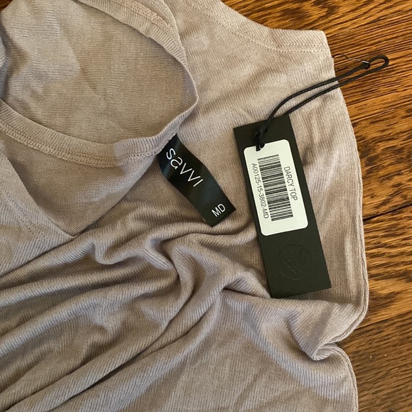 NWT SAVVI MD Light Muted Purple (Cloud Grey) Asymmetrical DARCY Top - Picture 14 of 15